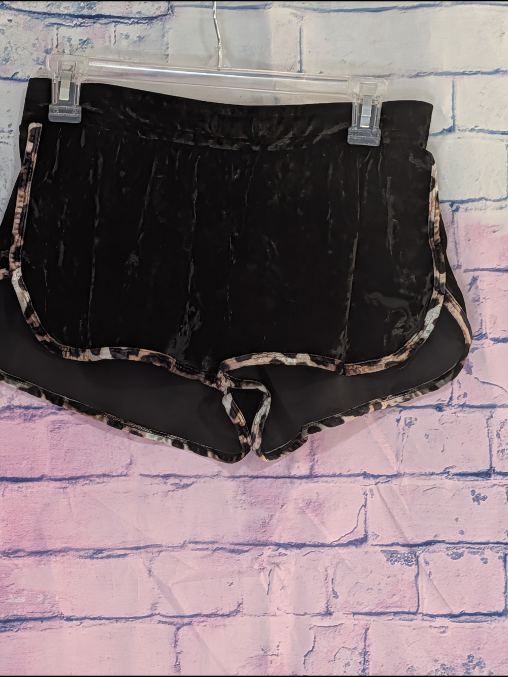 Victoria's Secret Black Velvet-Look Athletic Shorts with Marble Trim
